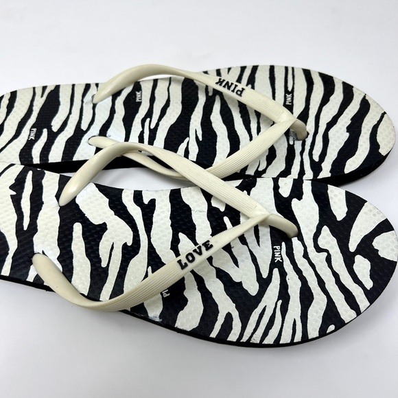 🔥VS PINK Zebra Flip Flop Sandals Size L - Picture 8 of 12